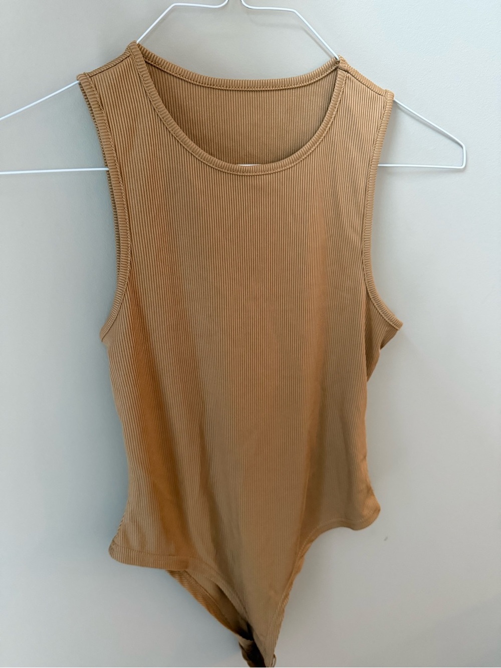 Ribbed Sleeveless Bodysuit - Tan